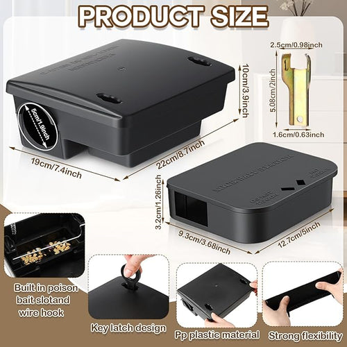 12 Pack Key Required Rat Station Box 3 Large &amp 9 Compact Outdoor Mouse Bait Stations Box Lockable Weather Resistant Bait Boxes for Indoor &amp Outdoor