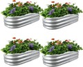 4Pack 4x2x1ft Galvanized Raised Garden Bed Kit Oval Metal Ground Planter Box Outdoor Bottomless Planter Raised Beds for Vegetables Flowers Herbs Fruits Silver