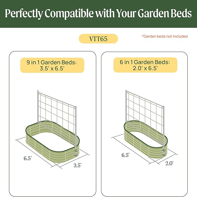 Vego Garden 6.5ft Long Tomato Metal Frame Trellis Garden Trellis for Climbing Plants Like Cucumber Beans Tomatoes &amp Vines (Garden Beds Not Included)