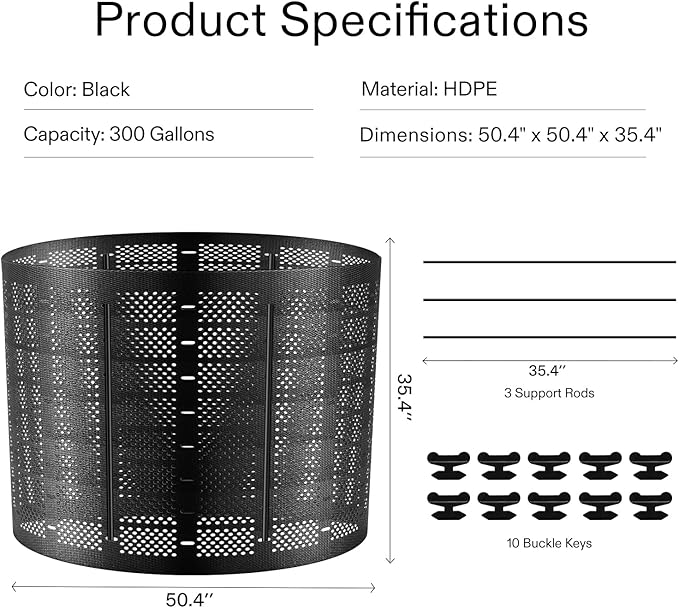 VIVOSUN 300 Gallon Outdoor Compost Bin Expandable Composter Easy to Setup &amp Large Capacity for Backyard Lawn (Black with Gloves) (Pack of 2)