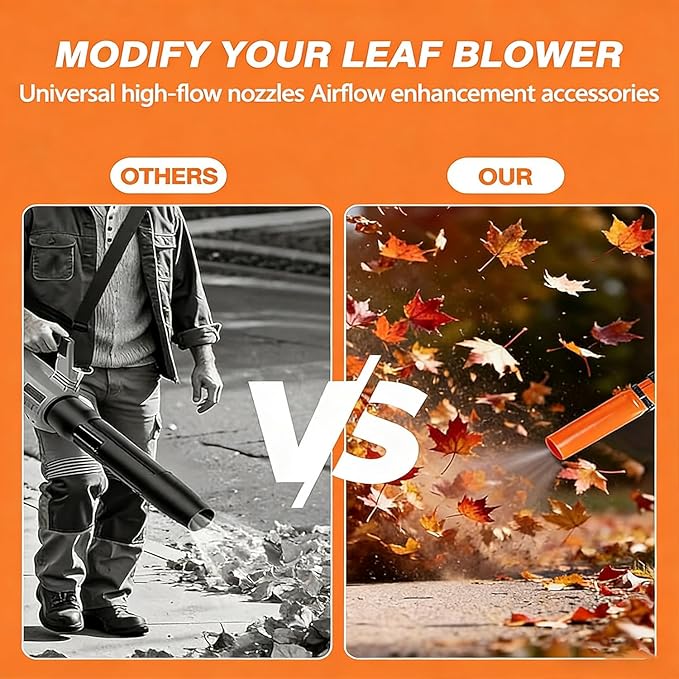 2 Pack Leaf Blower Air Booster Universal High-Speed Cyclone Nozzle Attachment for 2-4 Inch Blowers – for Lawn Patio Driveway Gutter Cleaning（Orange）