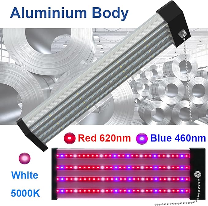 LED Plant Grow Light Full Spectrum Sunlight Plant Light Veg/Bloom Daisy Chain Heat Lampwith Pull Chain Switch for Plants Growing TentB30CM