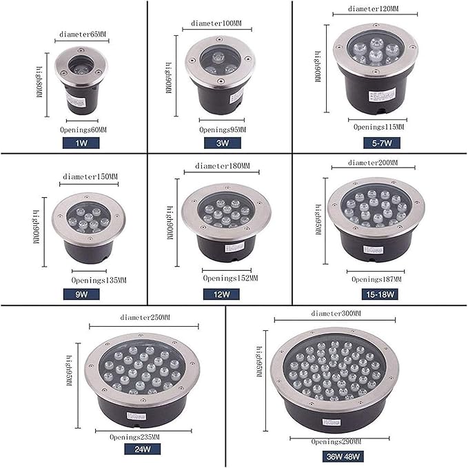 Ground LED Landscape Lamp Outdoor Buried Lights - IP67 Waterproof Round Recessed LED Pond Spotlight 12V Stainless Steel Ground Floodlights for Pathway Patio Garden Lawn Light(Yellow Light36 W)
