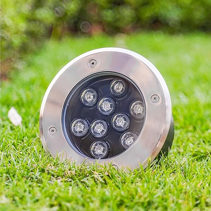 Outdoor Landscape Lights - Outdoor Buried Lights IP67 Waterproof Ultra-Thin Recessed Spotlight 12V Low Voltage Round Garden Courtyard Decorative Floor Lamp LED Floor Spotlight(Green12W)