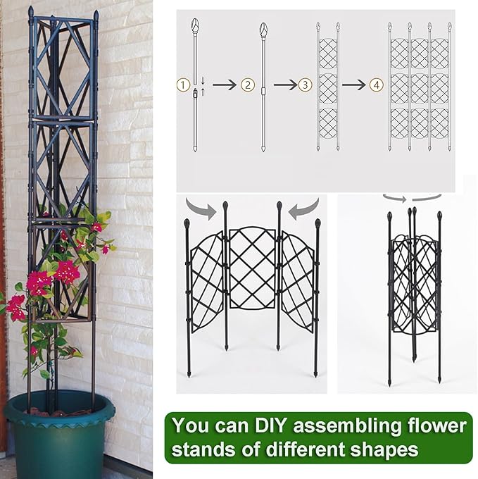 Yosoo Garden Trellis Plastic Coated Steel Expandable Flower Stand Supports Climbing Vines Indoor and Outdoor Use (2)