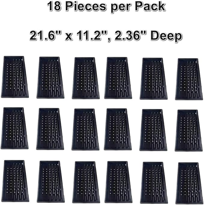 18-Pack 1020 Seedling Trays with Holes - Extra Strength Heavy Duty10 x 20 Reusable 1020 Nursery Trays for Seed Germination Plant Propagation Garden Seed Starter and Microgreens