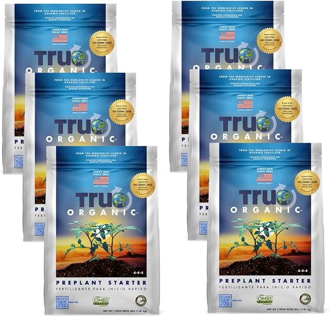 True Organic Preplant Starter – Organic Fertilizer for Seedlings and Young Plants – Promotes Vigorous Growth – 4lb Bag Covers 70 Sq. Ft.- Case of 6