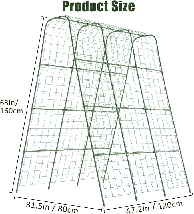 Miory Cucumber Trellis U Shape Trellis for Raised Bed Garden Arch Trellis for Climbing Plants Outdoor Plant Support for Vegetables Vines Steel with PE Coated (48 Lx32 Wx63 H)