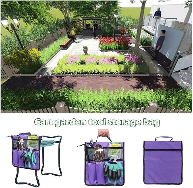 Heavy Duty Foldable Foam Padded Garden Kneeler Garden Kneeler Seat with Handles &amp Tools Bag Lightweight Kneeling Stool for Gardening Multi-Use Garden Kneeler Seat 60x27x50cm