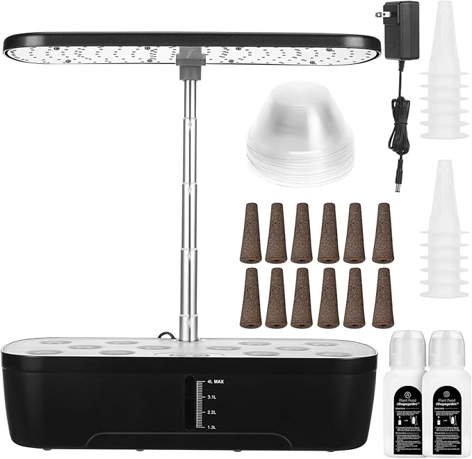 Indoor Herb Garden Kit Hydroponic Plant Growing System with 12 Pots Led Grow Lights for Germination Perfect for Home Small Apartment