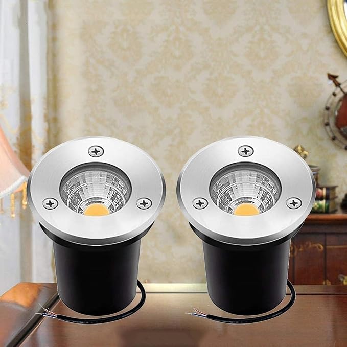 2PCS Underground Light LED - LED Beam Spotlight Outdoor Embedded LEDs Spotlight IP65 Waterproof Embedded Underground Lamp COB Underground Lamp Landscape VilGreen 3W(12V)