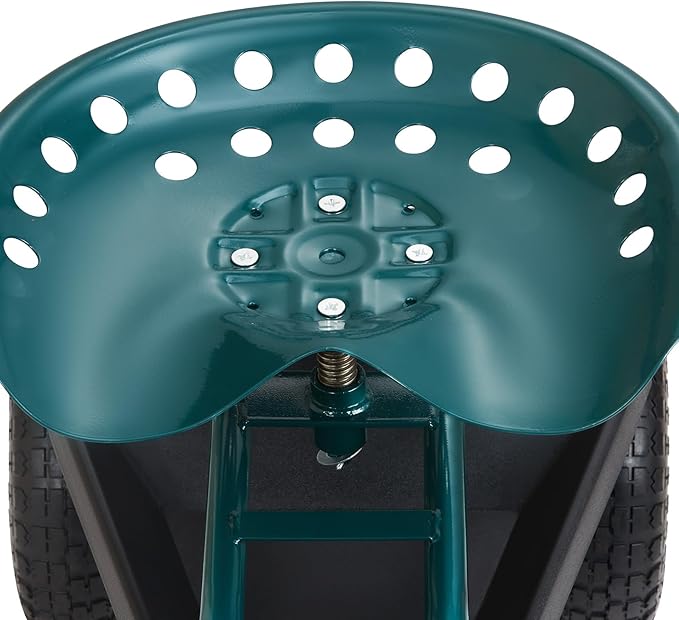 VEVOR Garden Cart Rolling Workseat with Wheels Gardening Stool for Planting 360 Degree Swivel Seat Wagon Scooter with Steering Handle &amp Utility Tool Tray Use for Patio Yard and Outdoors Gre
