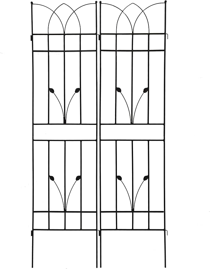 2 Pack Large Garden Trellis 71 H x 17.7 W Heavy Duty Rustproof Black Iron Plant Trellis for Potted Plant Support Metal Climbing Rose Trellis Vine Vegetable Cucumber