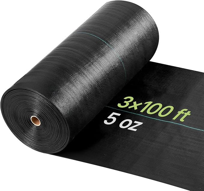 VEVOR Weed Barrier Fabric Heavy Duty 3x100FT 5oz Landscape Fabric Woven Weed Blocker Fabrics Garden Fabrics Weeds Barrier Weeds Control Ground Cover Geotextile Webbing Gardening Mat Black