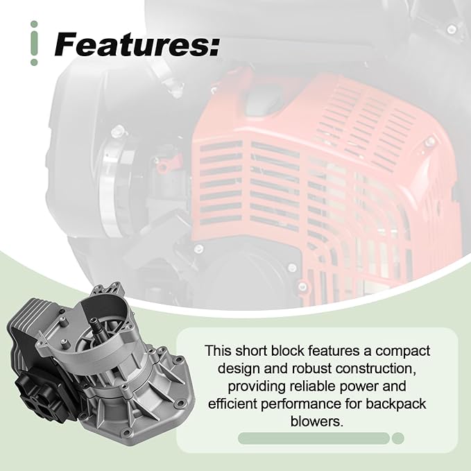 Short Block Piston Cylinder Assembly Compatible with Echo PB-8010 PB-9010 Backpack Blower Replace SB1127