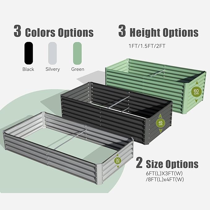 Metal Raised Garden Bed Kit 8x4x1ft Outdoor Large Planter Raised Beds Outdoor Garden Beds Raised Garden Boxes for Gardening Vegetables Flowers Gray