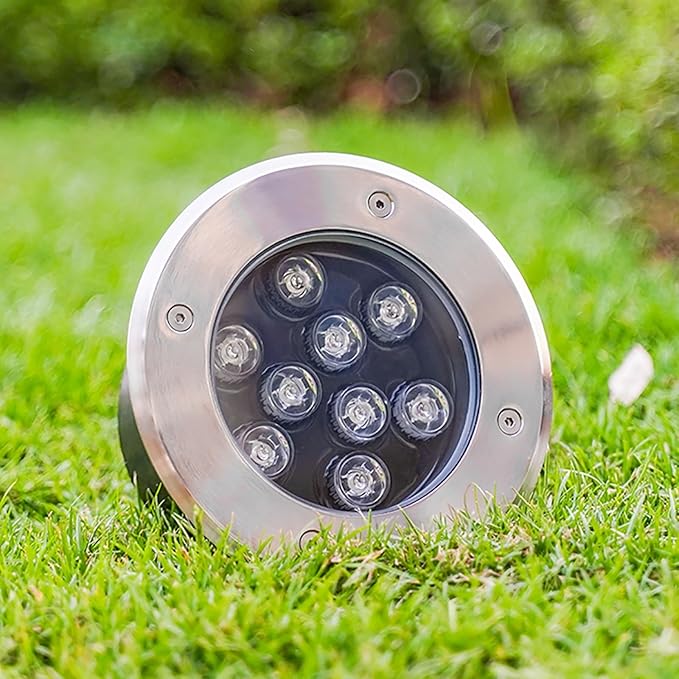 Outdoor Landscape Lights - Low Voltage LED Underground Spotlight IP67 Waterproof Ultra-Thin Recessed Floor Lamp for Garden and Courtyard Easy Installation (White 12W / Red 24W)