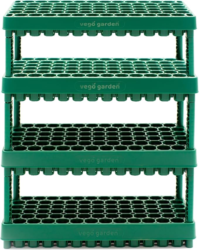 Vego garden 10 x 20 76 Cells Seed Starter Tray Stackable Seedling Starting Germination Trays for Plants Planting Vegetables Herbs Flowers 4 Sets