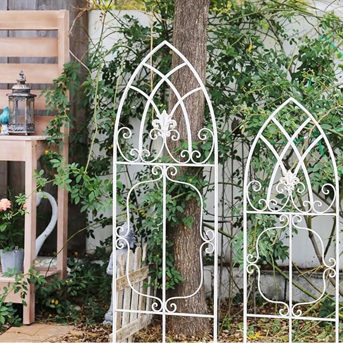 Garden Trellis 1Pack Rustproof Wall Trellis for Climbing Plants Outdoor Metal Decoration Large Trellis for Potted Plants Support Trellis for Roses Vegetable White(Size:126*35cm/49.6*13.8in)