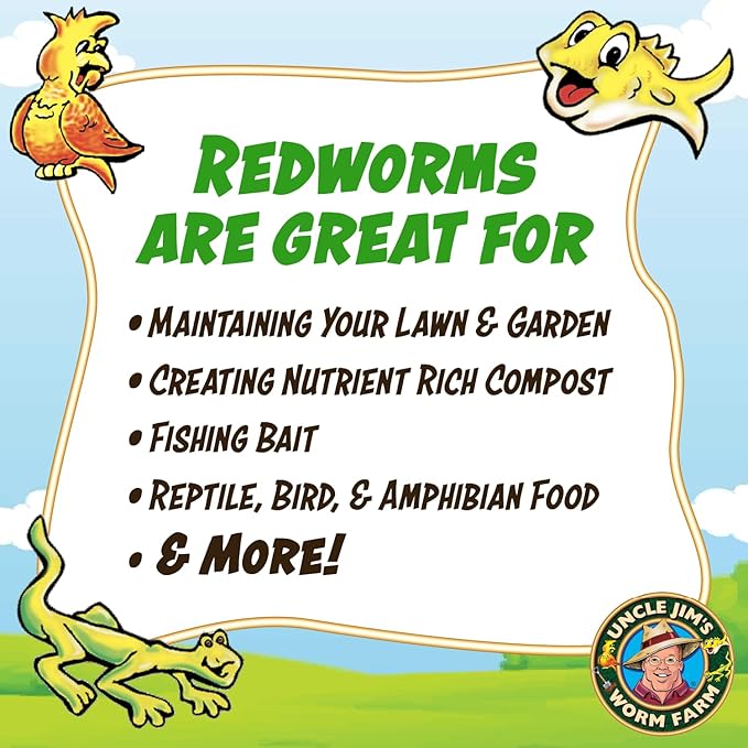 Uncle Jim's Worm Farm 5000 Count Red Wiggler Composting Worms Mix for Garden Soil or Fishing | Starter Pack of Compost Worms Improves Soil Structure and Quality for Healthier Gardens