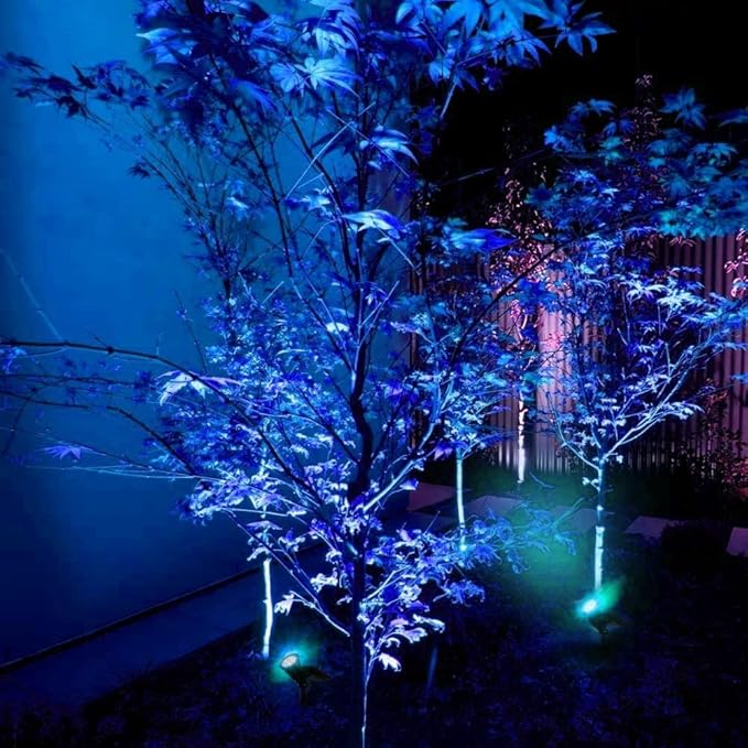 Solar Spotlights 4LED Solar Landscape Spotlights Solar Landscape Lights Waterproof 2-in-1 Multi Use Outdoor Wall Lights (Blue)