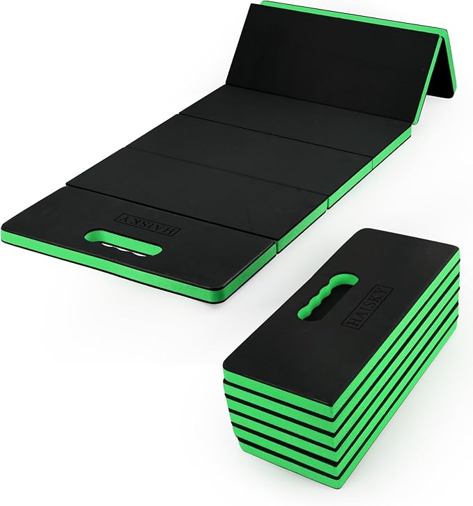 Extra Thick Kneeling Pad for Working Under Car 47.2 * 17.7 * 1.2 Portable Foldable EVA Mechanic Mat for Garage Gardening Yardwork Workshop Green &amp Black