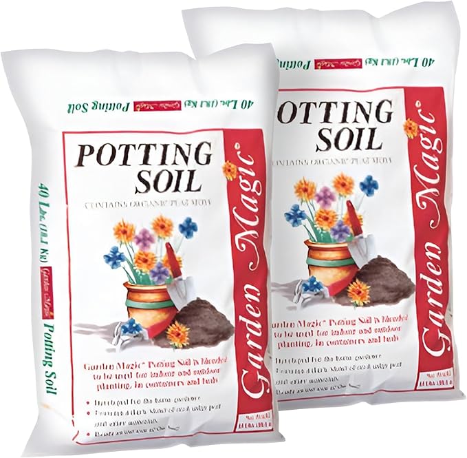 Michigan Peat 2 Pack Garden Magic General Purpose Moisture Retaining Potting Soil Mix for Indoor and Outdoor Planting 40 lb Bag