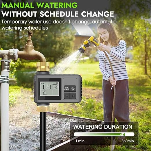 120 Ft Drip Irrigation System with Smart Water Timer – Automatic Garden Watering Kit with Solid Brass Metal Connectors 360° Adjustable Nozzles &amp Bendable Tubing for Garden Greenhouse &amp Lawn