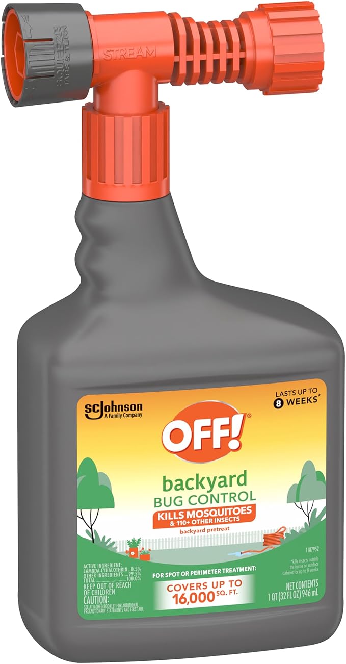 OFF! Backyard Bug Control Yard Pretreat Hose End Sprayer Kills and Repels Insects Covers up to 16000 Square Feet Outdoor Use 32 Ounce (Pack of 2)