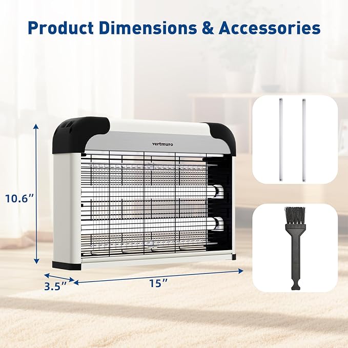 20W Electric Bug Zapper Indoor Fly Insect Killer with 3000V Grid UV Light Mosquito Gnat Zapper w 2 Replacement Bulbs for Home Kitchen Restaurant Garage 2pc