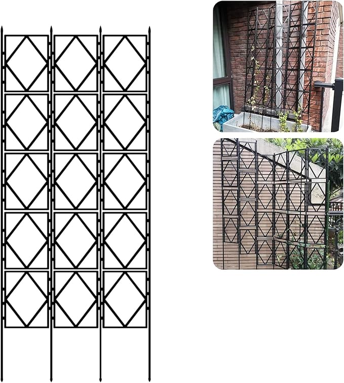 Garden Plant Trellis Rose Climbing Frame Foldable Garden Plant Support Stand Garden Trellis Vertical Climbing Plants Support Climbing Black(W60xH90CM(2.0x3.0FT))