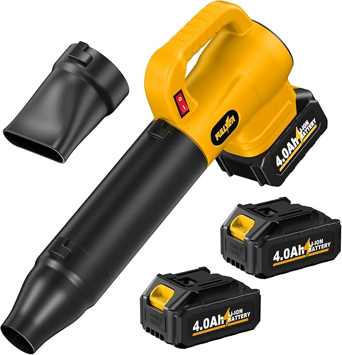 Leaf Blower Cordless with 2 x 4.0Ah Battery and Charger Battery Powered Cordless Leaf Blower with 3 Tubes Lightweight Handheld Small Leaf Blowers for Lawn Care Patio Yard Dust(Yellow)