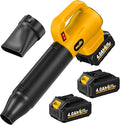 Leaf Blower Cordless with 2 x 4.0Ah Battery and Charger Battery Powered Cordless Leaf Blower with 3 Tubes Lightweight Handheld Small Leaf Blowers for Lawn Care Patio Yard Dust(Yellow)
