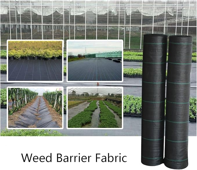 Weed Control Membrane UV Stabilised Weed Barrier Fabric Porous Landscape Fabric Trimmable Black Woven Roll Perfect for Gardens Patios Flower Beds(1.2 * 100m)