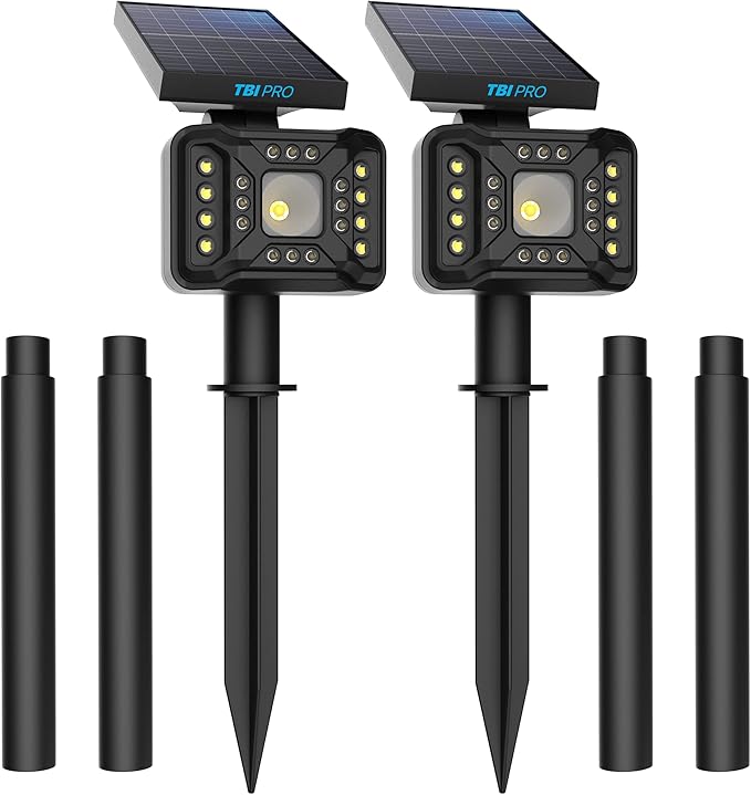 TBI 21 LEDs Solar Landscape Spotlights 200ft Lighting Distance - Waterproof Solar Powered Wall Lights - 2-in-1 Wireless Outdoor Landscaping Lights for Yard Garden Driveway Porch Walkway Pool (Gold)