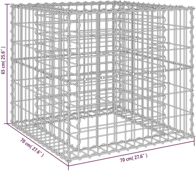 Gabion Basket SilverGardening AccessoriesModern DesignBackyard Raised BedsPatio Raised BedsHerb PlantersFreestanding Plantersfor BalconiesDecksPatioVerandas27.6x27.6x25.6 Galvanized Iron