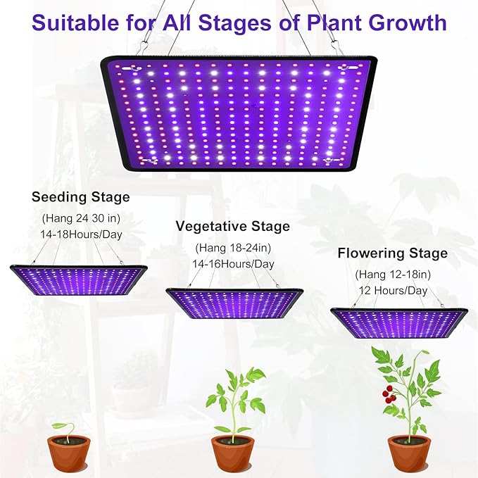600W Full Spectrum LED Grow Light for Indoor Plants-UV Grow Lamp Seed Starting Seedlings Vegetable Pepper Hanging Growing Lamps