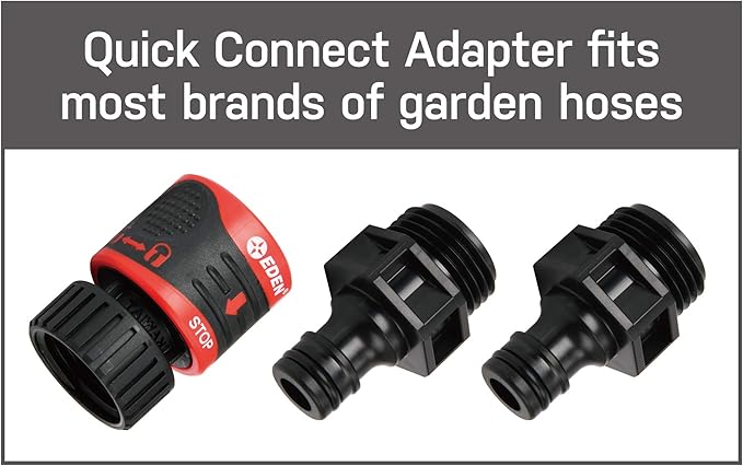 Eden 94125 Adjustable 4-Way Mini Turbo Oscillating Sprinkler W/Quick Connect Starter Set 16 Nozzle Covers up to 4069 sq. ft. Heavy Weight Base