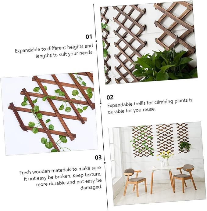 Wooden Climbing Plant Support Carbonized Lattice Trellis Garden Fence Panel for Plants