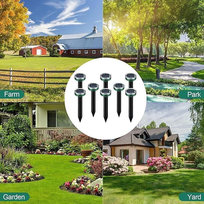 Ultrasonic Mole Repellent Solar Powered Gopher Repellent Vole Repellent Mole Repellent for Lawn Garden Yard Waterproof Get Rid of Moles Voles Gophers Rats Rodents