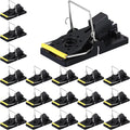 Qualirey 18 Pcs Mouse Traps Bulk Plastic Snap Rat Trap Reusable Quick Effective Safe for Indoor Outdoor Home House Warehouse Garden Kitchen 3.86 x 1.81 x 2.17 Inch (BlackYellow)