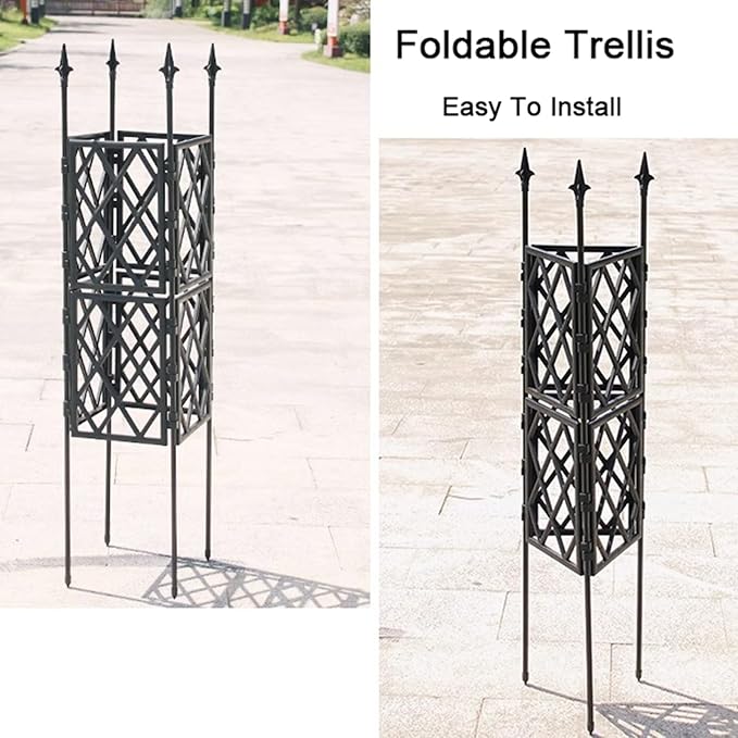 Outdoor Garden Trellis with PE Coated Steel Pipe Metal Plant Trellis Fence for Potted Plants Climbing Plants for Outdoor Patio Lawn Yard Backyard Wall Decoration(57x180cm)