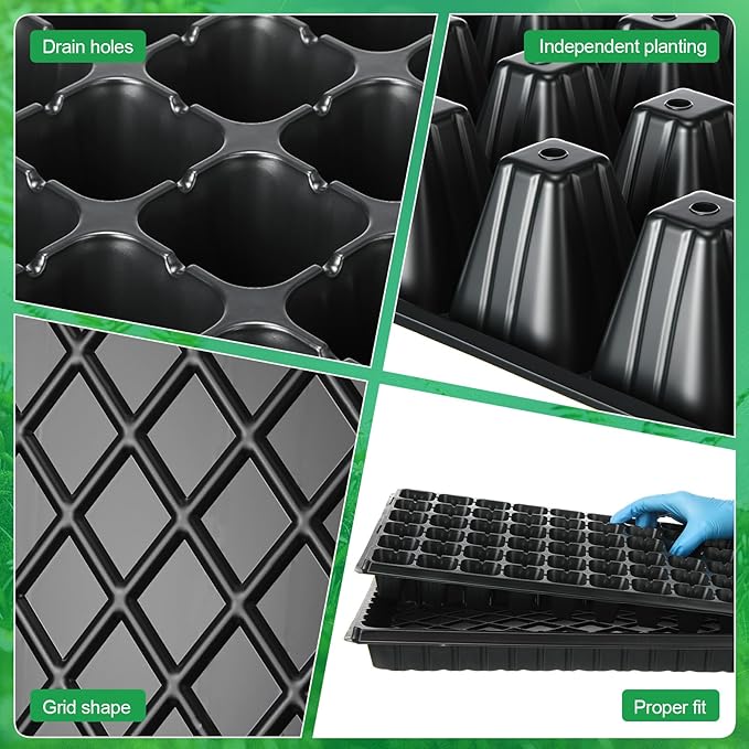 Vesici 60 Pack Seed Starter Trays and 72-Cell Plug Trays Sturdy Plastic Seedling Nursery Bundle for Microgreens 1020 Tray Germination Plant Propagation and Seed Starting &amp Transplanting