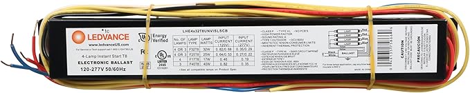 LEDVANCE 4-Lamp 32W T8 High Efficiency Instant On Electronic Ballast Universal (120-277) Black- 1 Pack (75866)