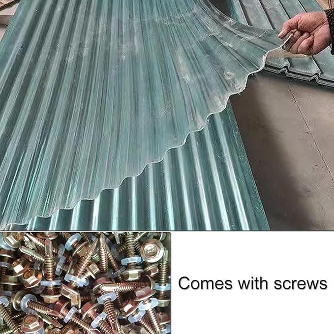 Corrugated Bitumen roof SheetInsulating Roofing Cladding1.2 Thick Clear Roofing PanelFRP Daylighting PanelsRain Awningfor Sunroom Carport GreenhouseCustomizable (35x55in)