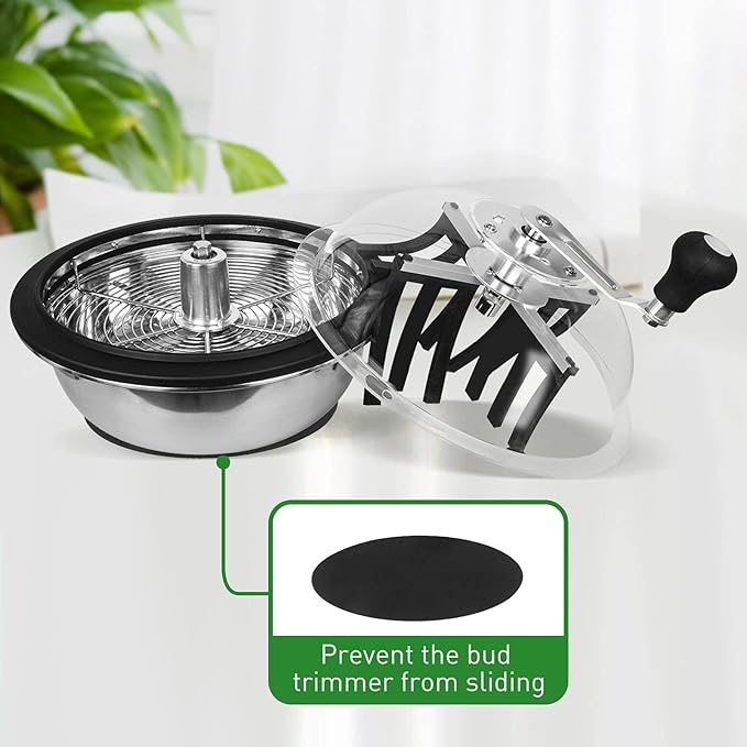 Gerrit 13-Inch Bud Leaf Bowl Trimmer Twisted Spin Cut Sharp Stainless Steel Blades Clear Visibility Domefor Hydroponic Plant