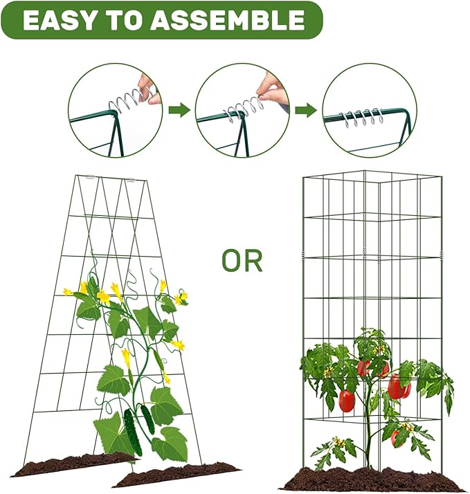 DOEWORKS Cucumber Trellis 56 High Foldable A Frame Garden Trellis 2 Pack Plant Support for Climbing Cucumber Beans Tomatoes Flowers Green