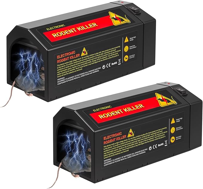 2 Pack Electric Mouse Trap ZapperElectronic Rat Traps Indoor for Home with Anti-Escape DoorRechargeable &amp Reusable Electric Rat Traps Outdoor Rodent Zapper Mice Killer for Kitchen GarageFast Ki