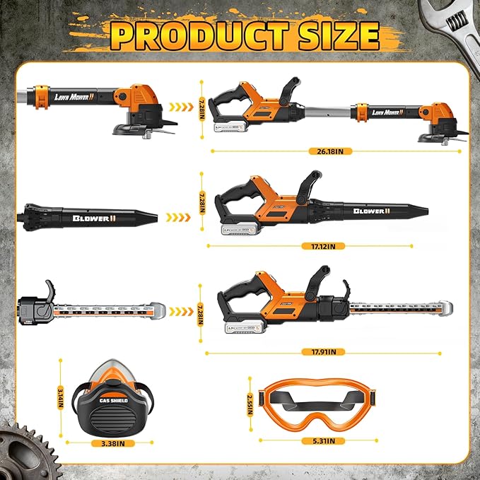 Kids Tool Set 3 in 1 Kids Power Garden Tools with Sounds &amp Lights Toy Weed Wacker Toy Leaf Blower and Hedge Trimmer Outdoor Toys Toy Tools Christmas Birthday Gifts for Boys 3 4 5 6 7 8 Year