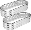 4.5×2×1ft 2pcs Galvanized Silver Planter Garden Boxes Outdoor Galvanized Raised Garden Bed Kit Oval Large Metal for VegetablesFlowers and FruitsAnti-RustRubber Edge